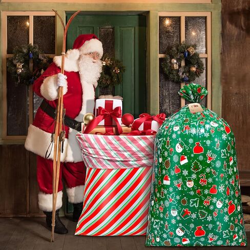 ONESING 6 Pcs Large Gift Bag Christmas Gift Bags 36"x56" Christmas Goodie Bags Giant Gift Bag for Kids Toys with 3 Labels and Ties, Color C in Saudi Arabia