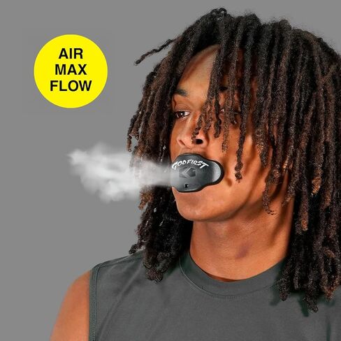 SLEEFS Football Mouth Guard - Lip/Mouthguard with Helmet Strap - Lip/Teeth Protector Mouthpiece - No Boil - for Youth/Adults, Maximum Air Flow, for All Sports - God First in Black in Kuwait
