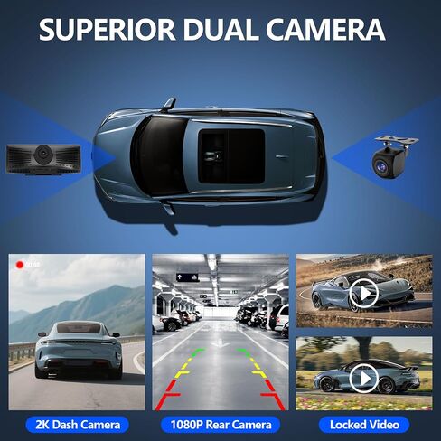 شاشة Carplay اللاسلكية مع 2K Dash Cam ، 8.1 بوصة استريو شاشة تعمل باللمس المحمولة مع Carplay & Android Auto ، الكاميرا الاحتياطية 1080 بكسل ، التحكم الصوتي ، Bluetooth ، رابط المرآة ، GPS التنقل in Kuwait