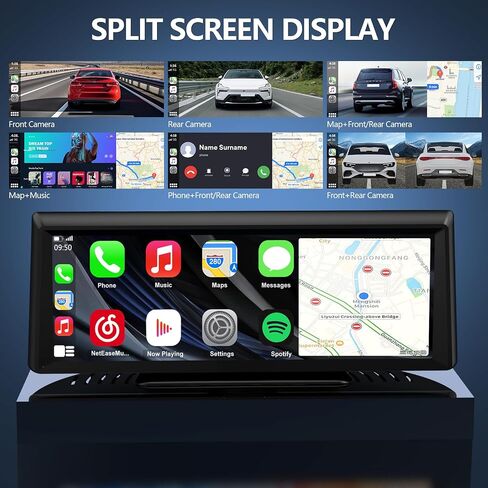 شاشة Carplay اللاسلكية مع 2K Dash Cam ، 8.1 بوصة استريو شاشة تعمل باللمس المحمولة مع Carplay & Android Auto ، الكاميرا الاحتياطية 1080 بكسل ، التحكم الصوتي ، Bluetooth ، رابط المرآة ، GPS التنقل in Kuwait
