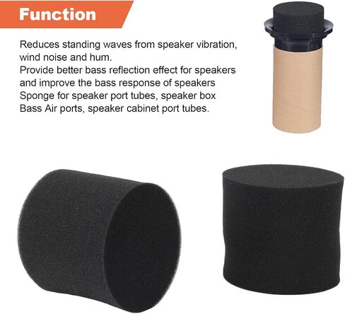 2pcs Speaker Port Tube Sponge, Upgrade Subwoofer Cabinet and Bass Air Vent Sponge Replacement, 90mm Diameter 80mm Height for Speakers in Saudi Arabia
