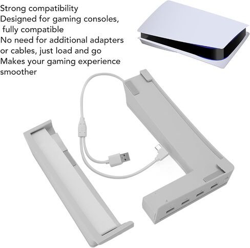 ciciglow Horizontal Stand for Slim Console with 4 Port USB Hub, RGB Colorful Lighting, ABS Material, Stable Stand, Sync & Charge, Game Console Accessories, (Black) in Saudi Arabia