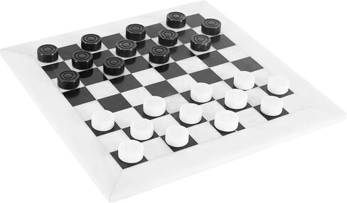 Radicaln Marble Checkers Board Game 15 Inches White and Black Handmade Tournament Checker Set - Draughts Board Games in Kuwait