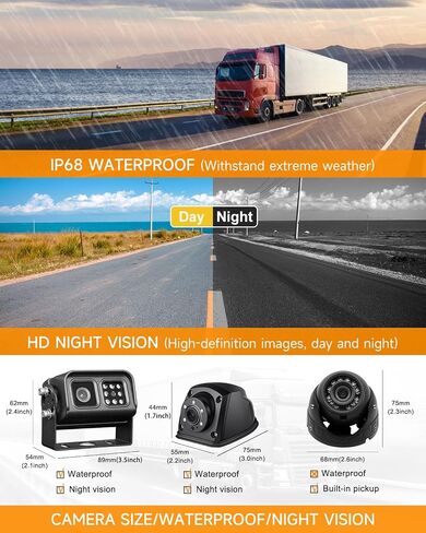 4CH 1080P H.265 4G WiFi GPS 4TB HDD Vehicle Mobile DVR System Video Recorder Loop Record with IR Night Vision Waterproof Front Side Backup Camera and 7 inch VGA Monitor for RV Truck Camper Van in Kuwait