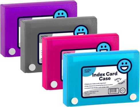 3" X 5" Index Card Case Holds 100 Cards Includes Business Card/Index Holder and 5 Tab Dividers Comes in Assorted Color – (Pack of 4) By (Emraw) in Kuwait