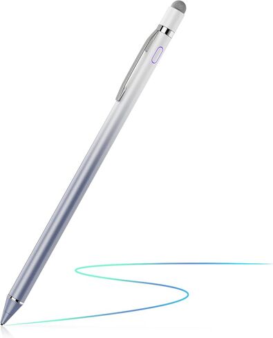 Stylus Pen for Touchscreen - 1.5mm Ultra-Fine Tip Stylus Pen for iPad Pro, Air | Magnetic Cap | 12H Battery | No Bluetooth | Compatible with iPhone, Android, Chromebook, Tablets (White Purple) in Saudi Arabia