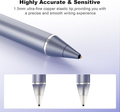 Stylus Pen for Touchscreen - 1.5mm Ultra-Fine Tip Stylus Pen for iPad Pro, Air | Magnetic Cap | 12H Battery | No Bluetooth | Compatible with iPhone, Android, Chromebook, Tablets (White Purple) in Saudi Arabia