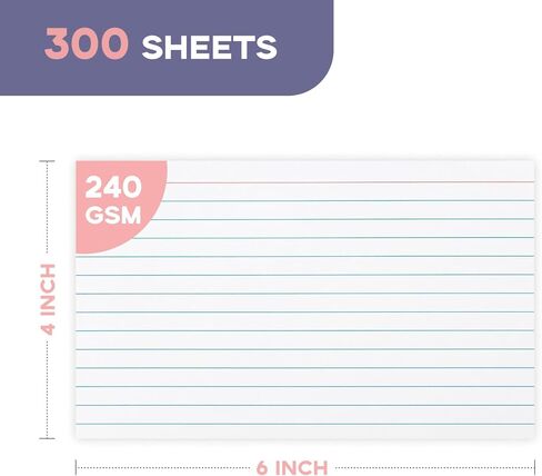Index Cards 4x6 Ruled - Goefun 90LB 100 Pack White Lined Note Cards 4 x 6 Flashcards for Studying, Note Taking and To Do List in Kuwait
