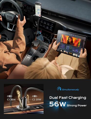 AINOPE USB C Car Charger for iPhone 15, Smallest 56W Car Charger Adapter Fast Charginig, PD 3.0 Dual USB Compatible with iPhone 15 Pro Max Plus/14/13 Pro/12 Pro/12 Mini, Galaxy, iPad Pro in Saudi Arabia