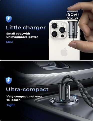 AINOPE USB C Car Charger for iPhone 15, Smallest 56W Car Charger Adapter Fast Charginig, PD 3.0 Dual USB Compatible with iPhone 15 Pro Max Plus/14/13 Pro/12 Pro/12 Mini, Galaxy, iPad Pro in Saudi Arabia