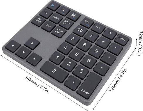 Heayzoki BT Number Pad, USB C Rechargeable 2.4G Numeric Keypad, External 35 Keys Keyboard with Receiver, for Smartphones, Laptops, Desktops, Tablets (Grey) in Saudi Arabia