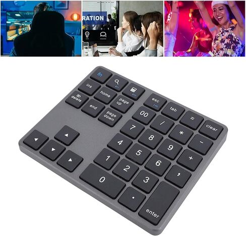 Heayzoki BT Number Pad, USB C Rechargeable 2.4G Numeric Keypad, External 35 Keys Keyboard with Receiver, for Smartphones, Laptops, Desktops, Tablets (Grey) in Saudi Arabia