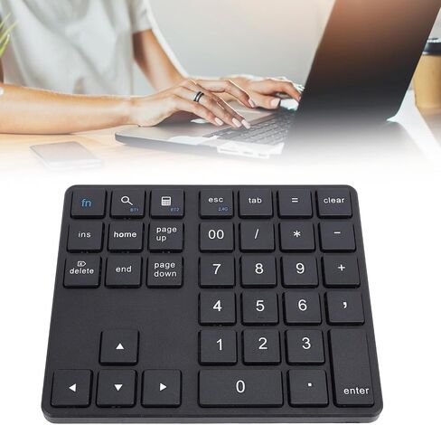 Heayzoki BT Number Pad, USB C Rechargeable 2.4G Numeric Keypad, External 35 Keys Keyboard with Receiver, for Smartphones, Laptops, Desktops, Tablets (Grey) in Saudi Arabia