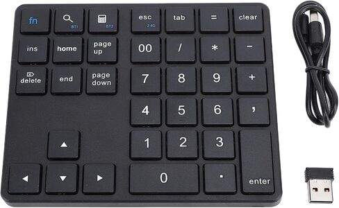 Heayzoki BT Number Pad, USB C Rechargeable 2.4G Numeric Keypad, External 35 Keys Keyboard with Receiver, for Smartphones, Laptops, Desktops, Tablets (Grey) in Saudi Arabia