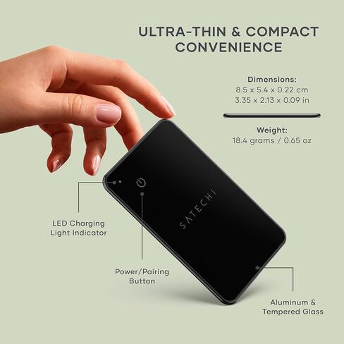 بطاقة محفظة Satechi Findall مع Find My ، Wallet Tracker Card مع تركت وراء الإخطار ، تنبيه الصوت والشحن اللاسلكي ، يعمل مع iPhone و iPad و Mac - Black in Kuwait