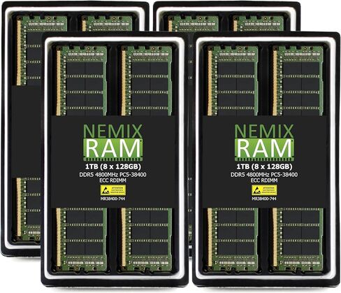 NEMIX RAM 512GB (4x128GB) DDR5 4800MHz PC5-38400 4RX4 1.1V CL40 288-PIN ECC RDIMM مجموعة ذاكرة خادم مسجلة متوافقة مع ASUS PRO in Kuwait