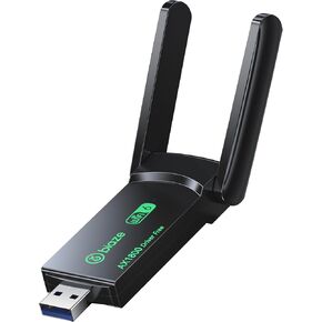 WiFi 6 USB 3.0 محول لاسلكي AX1800 مزدوج النطاق 1800 ميغابت في الثانية - هوائي ربح عالي ، خالي من السائق لجهاز سطح المكتب/الكمبيوتر المحمول ، مستقبل الإنترنت 802.11AX (WIFI6 1800MBPS)