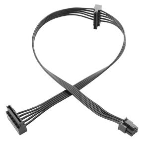 ATX Mini 6PIN to Dual SATA 15 PIN Adapter Extension Cable for Mechanical HDDs SSDs DVD/CD-ROMs (17.9 in./45.5 cm)