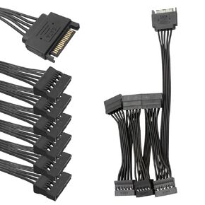 CABLITER SATA POWER SPLITTER 6 WAY ، 15Pin SATA MALE إلى 5 كابل محرك أقراص ثابتة تمديد الطاقة لـ HDD ، SDD ، محركات بصرية ، 21.5 سم