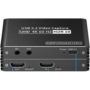4K60 FPS USB 3.2 HDMI Capture Capture Card 2K120FPS Recording Live Streaming Grabber لـ PS*4/5 Switch X*Box Camcorder (للعبة PS5 Xbox)