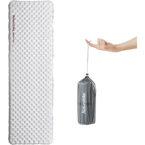 NatureHike Fltralight Doed Fad With R5.8 ، 3.2in shicked shicked tabledable double sleeping for themping ، المشي لمسافات طويلة ، التسلق مع حقيبة قابلة للنفخ (الفضة-الحركية)