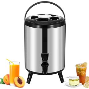 Urn Boiler Hot and Cold Water Dispenser with Faucet Insulated Beverage Dispenser Portable Large Capacity Stainless Steel Tea Coffee Dispenser Water Bottle (10L)