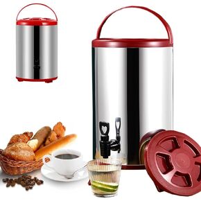 Hot and Cold Water Dispenser with Faucet Portable Insulated Beverage Kettle 8L-12L Large Capacity Stainless Steel Tea Coffee Dispenser Water Bottle (A 12L)