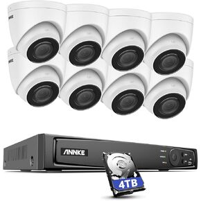 ANNKE 16CH PoE Security Camera System, H.265+ 12MP NVR and 8pcs IP67 3K/5MP PoE IP Cameras, Built-in Mic, Remote Access, 24/7 Recording for Home Business Surveillance, AI Motion Detection, 4TB HDD