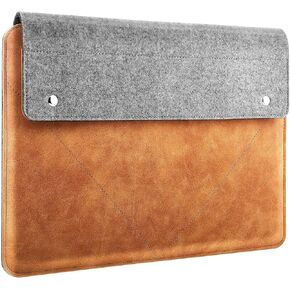 for iPad Pro 12.9 M1 2021 Felt Leather Tablet Sleeve Bag Carrying Case (Color : Gray Brown, Size : 13.3 inch)