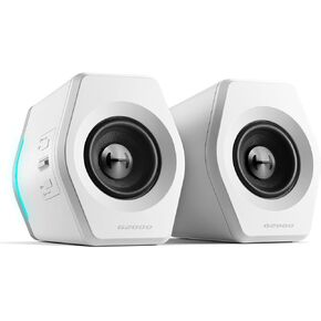 Edifier Hecate RGB Gaming Speakers, 32W Peak Power, Bluetooth 5.1, Game/Movie/Music Modes, 12 RGB Lighting Effects, Compact Design for PC/PS4/Desktop - White