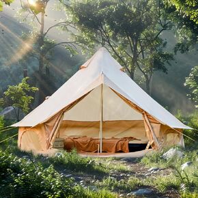 YOLENY Bell Tent, Yurt Tent 4/6/8/10 Person 4 Season Waterproof Glamping Tents w/Stove Jack for Family Camping Outdoor Party, Glamping Tents for Camping - 10/13.1/16.4FT