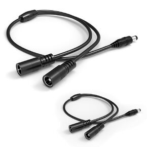 2Pack DC Y Splitter Cable 60cm/2Ft, 1 Male to Dual Female 5.5mm x 2.1mm DC Power Extension Wire 20AWG for CCTV Security Cameras, Surveillance Routers, DVR, LED Light Strip