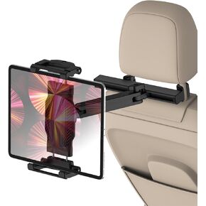 Headrest Tablet Holder for Car with Foldable Adjustable Arm, Long Trip Back Seat Car Tablet Mount Stand for iPad Pro/Air/Mini, Galaxy, 6.1-15.6" Devices and Thickness Cases [Up to 1.18"]