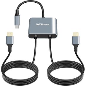 6 Ft USB C to Dual HDMI Splitter Adapter for 2 monitors 4K@60hz Extend Display,Plug and Play Without Additional HDMI Cables Compatible with various Type C port devices (Mac OS cannot expand the screen