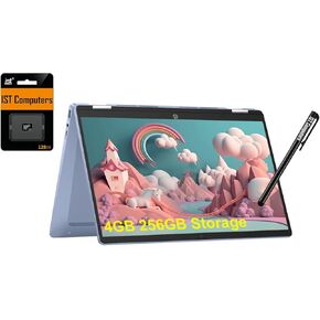 HP Chromebook Plus X360 14B 2 in 1 Laptop (14 "FHD Touchcreen ، Intel 8-Core I3-N305 ، 8GB RAM ، 256GB UFS ، PEN) للمنزل والطلاب ، لوحة المفاتيح الخلفية ، كاميرا الويب 1080P ، WI-FI 6E ، Chrome OS W/ Google AI