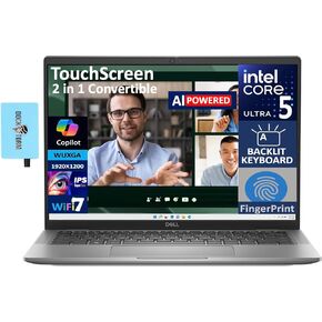 Dell Latitude 7450 2-in-1 AI Commercial Model Laptop 14.0" Touchscreen IPS FHD+ Display (Intel Ultra 5-135U, 16GB LPDDR5X, 1TB M.2 SSD, Backlit KB, Fingerprint, Win 11 Pro) w/DKZ USB Port Expander
