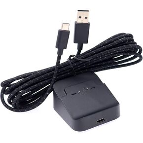 Deal4GO Wireless USB-C Charging Dock w/ 9FT Durable Braided Type-C USB Charging Cable Compatible for Xbox One Elite Series 2 Controller, Black