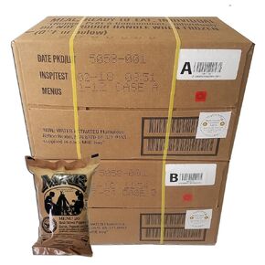 ULTIMATE MRE Case A and Case B Bundle, 24 Meals with 2018 Inspection Date. Military Surplus Meal Ready to Eat with Western Frontier's Inspection and Guarantee.