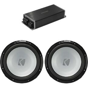 Kicker Marine KPX500.1 Powersports Amp & (2) 12" 4 Ohm Subwoofer Audio Upgrade