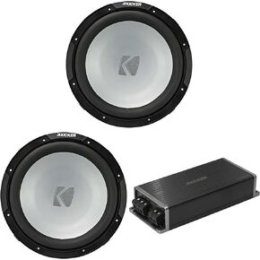 Kicker Marine KPX500.1 Powersports Amp & (2) 12" Free Air 4 Ohm Subwoofer Audio Upgrade