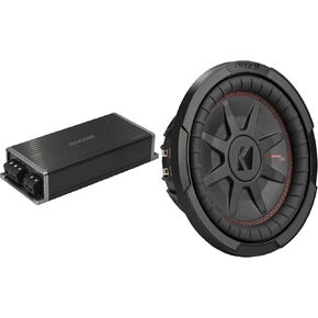 Kicker Marine KPX500.1 Powersports Amp & 10" CompRT DVC 2 Ohm. Subwoofer Audio Upgrade