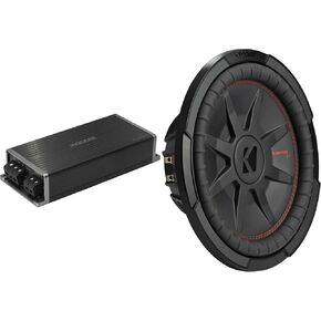 Kicker Marine KPX500.1 Powersports Amp & 12" CompRT DVC 4 Ohm. Subwoofer Audio Upgrade