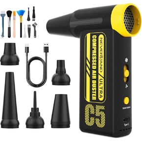 NEVERLAND Compressed Air Duster - 300000RPM Electric Duster, 8-Gear Rechargeable Air Blower, Replace Canned Air, Cordless Mini Turbo Fan Jet Blower for Computer, Keyboard, Home, Office, Car Cleaning