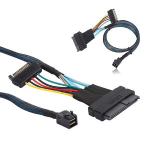 KEENSO SFF8643 إلى SFF8639 كابل متين 12 جيجا بوصة MINI SAS HD 4I إلى كابل موصل القابس U.2 للخادم ، مزود الطاقة ، 19.7in