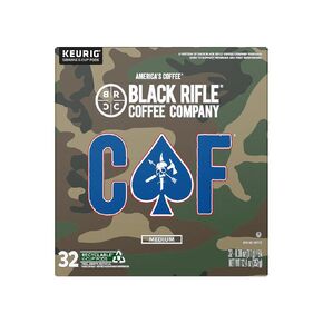 Black Rifle Coffee Company CAF, Medium Roast Coffee Pods with 2X the Caffeine, 32 Single Serve Coffee Pods