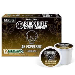 Black Rifle Coffee Company AK Espresso, Medium Roast K Cups, 50 Single Serve Coffee Pods