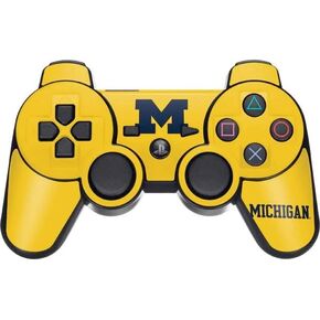Skinit Decal Gaming Skin Compatible with PS3 Dual Shock Wireless Controller - Officially Licensed College Michigan M Logo Yellow Design