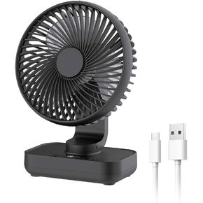 مروحة مكتب صغيرة متذبذبة ، مع بطارية قابلة لإعادة الشحن USB ، وهادئة فائقة ، و 4 سرعات ، و 13 ساعة في التشغيل ، وخيار جدار ، ومروحة هادئة ، وغرفة نوم ، ومكتب ، أبيض