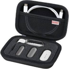 BOVKE Travel Case Compatible with PLAUD NotePin AI Voice Recorder, Portable Lightweight Plaud NotePin Organizer Carrying Case with Foam Slots and Mesh Pocket fits Plaud Accessories, Black