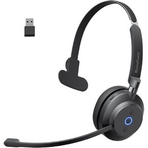 Wireless Headset with Mic, Bluetooth 5.3 Mono Computer Headphones for Work, Bluetooth Headsets with USB Dongle & Noise Reduction Microphone for PC, Phone, Laptop, Office, Home